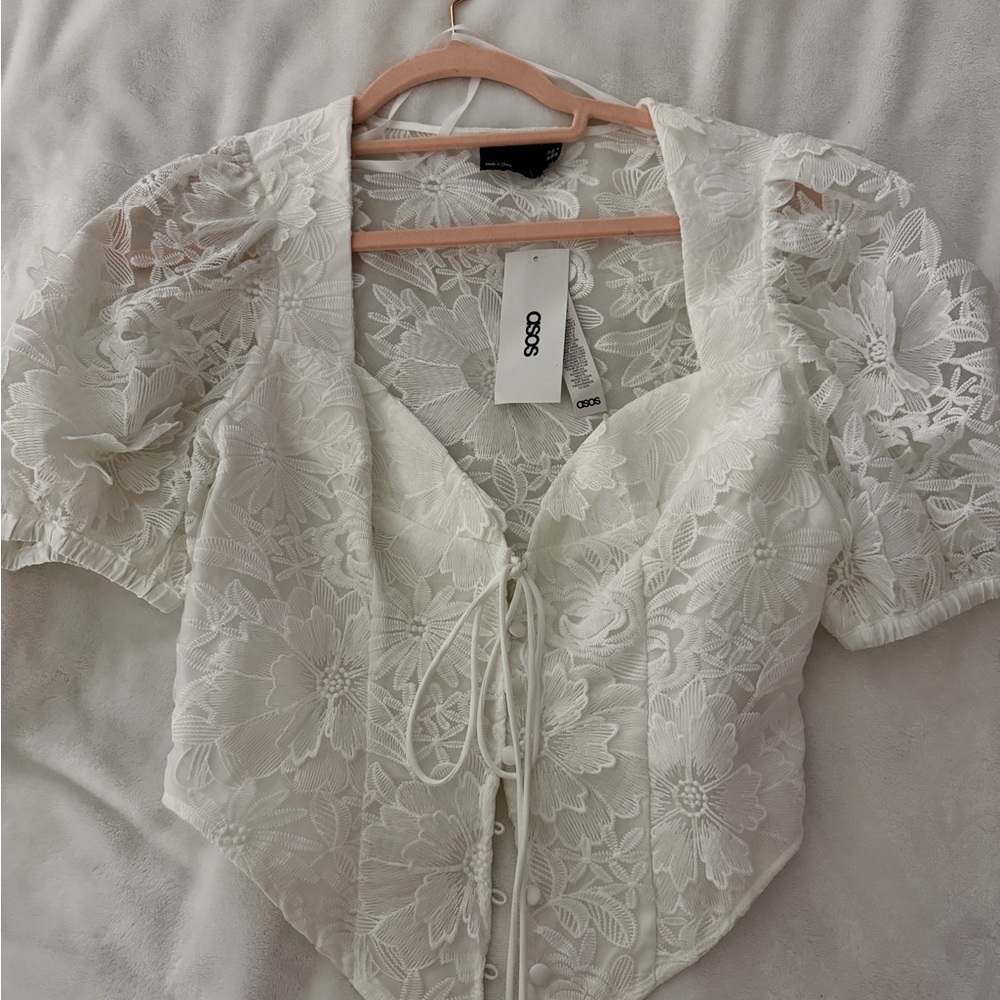 ASOS Cream Floral Lace Blouse